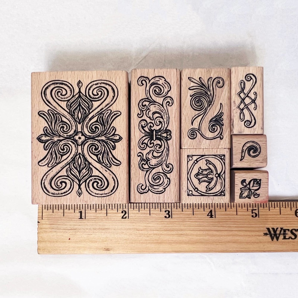 Rubber stamp ornate flourish set cards signs crafts